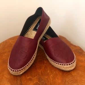 Kenzo Leather Burgundy Espadrilles
